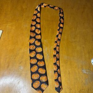 Mens Halloween themed Necktie jack o'lantern y2k orange & black